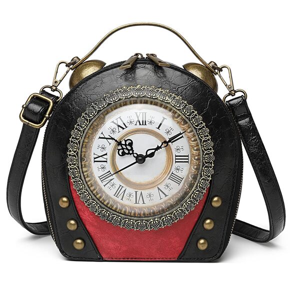 Lуuхһеtаоkԁіq Handbags - 6626 PVC Clock Shaped Handbag Crossbody Shoulder Bag Clock Purse, 1 Black